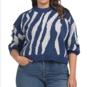Vero Moda Womens Belle Long Sleeve blue white striped Knit Sweater‎ Size 2X NWT